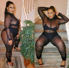 Load image into Gallery viewer, Black Mesh Jumpsuit(Plus)
