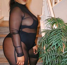 Load image into Gallery viewer, Black Mesh Jumpsuit(Plus)
